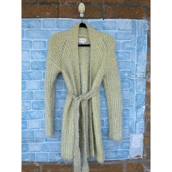 Anthropologie Larkin yellow shimmer cardigan sweater small - Picture 2 of 10